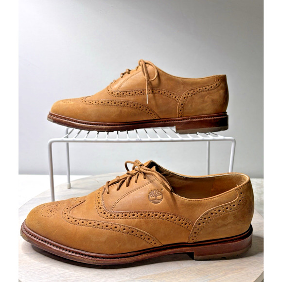 Timberland Other - Timberland Men’s Tan Nubuck Wingtip Oxford Shoes Brogue Leather Lace-Up Size 9.5